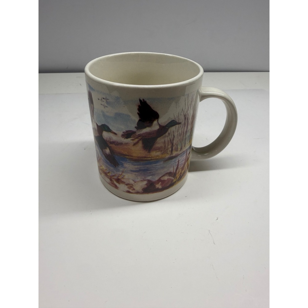 Gibson Housewares Mallard Duck Coffee Mug Flying Ducks Nature Scene Ceramic Cup